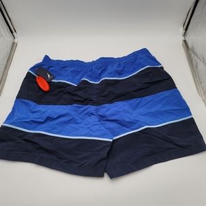 Nautica Navigate Life Mens Trunks Swim Shorts Blue Stripe Elastic Waist XXL New